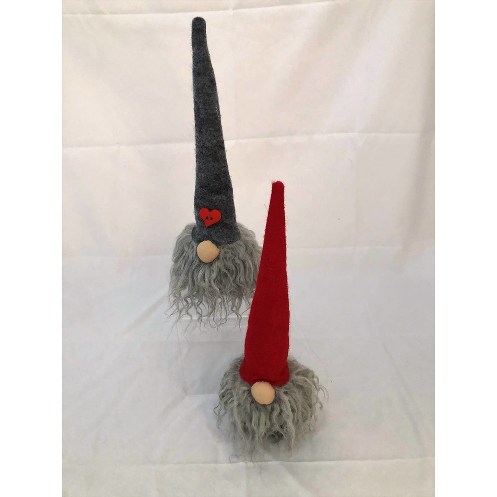 handmade Christmas holiday gnomes Nisse red gray beard decor cap elf dwarf